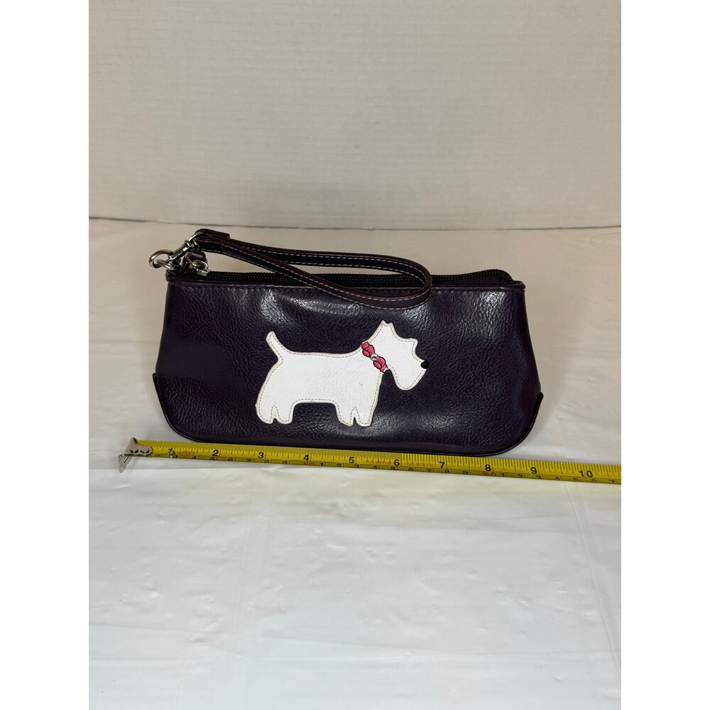Scottie Dog Wristlet Clutch Purse Pocket Mirror Black Vegan Leather - Picture 8 of 8
